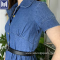 Vintage organic cotton denim clothes women long dress